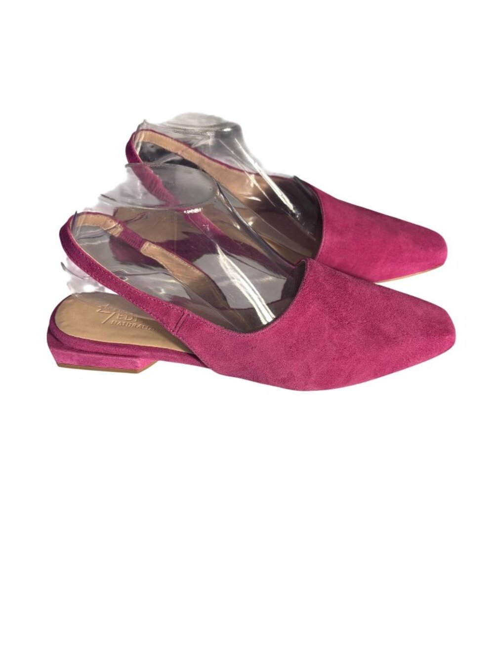 Naturalizer Fuchsia Suede Slingback Flats With Square Toe & Low Block Heel - Picture 2 of 9